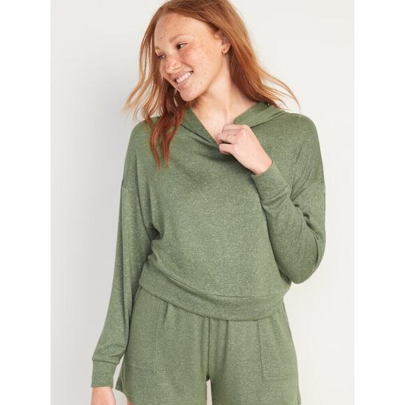 Old Navy Oversized Plush-Knit Pullover Hoodie SET OF 2 Green/Gray Women's Large - Picture 3 of 15